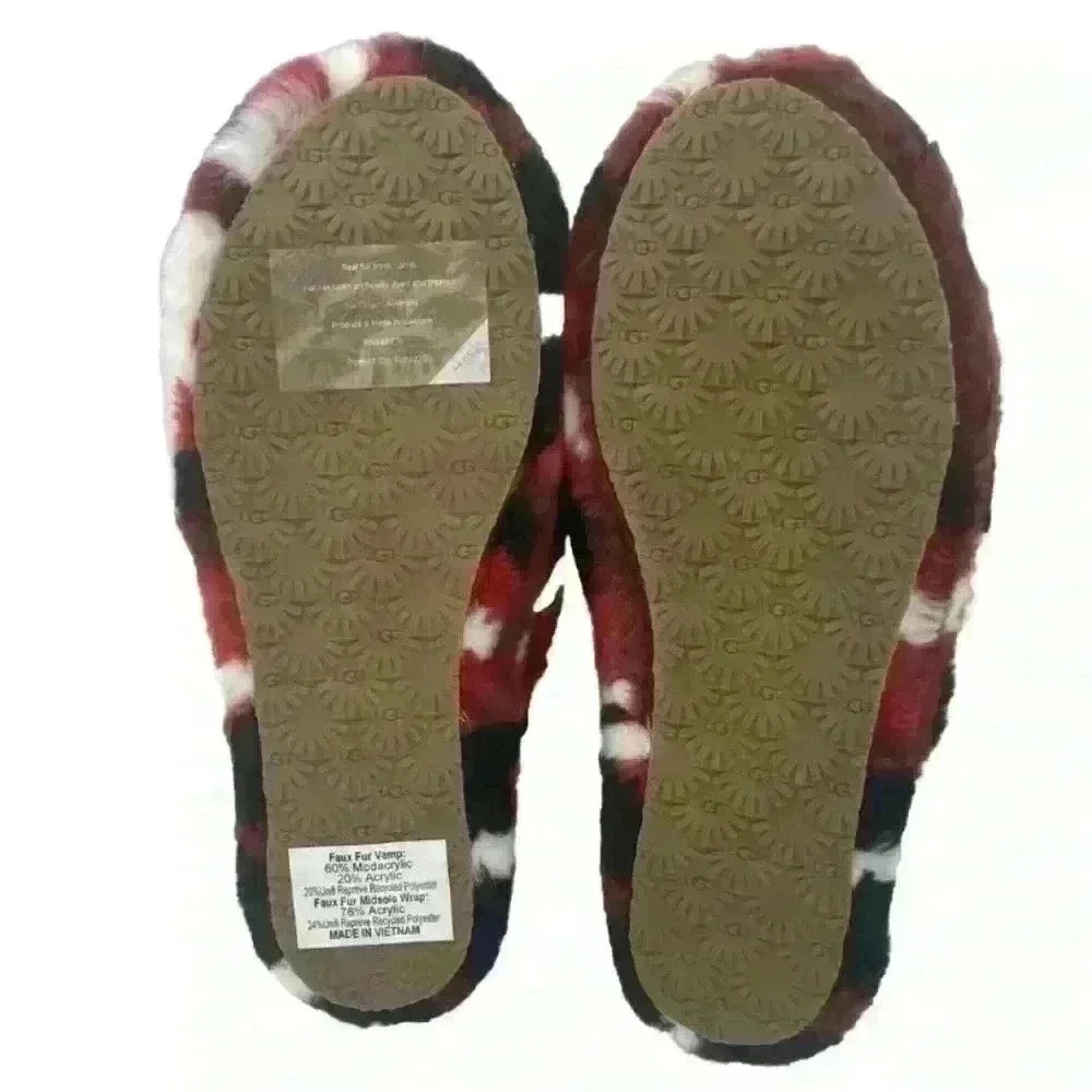 NEW UGG Fluff Yeah Slide Backstrap Slippers Plaid Punk Red Women’s Size 6 - Picture 6 of 7
